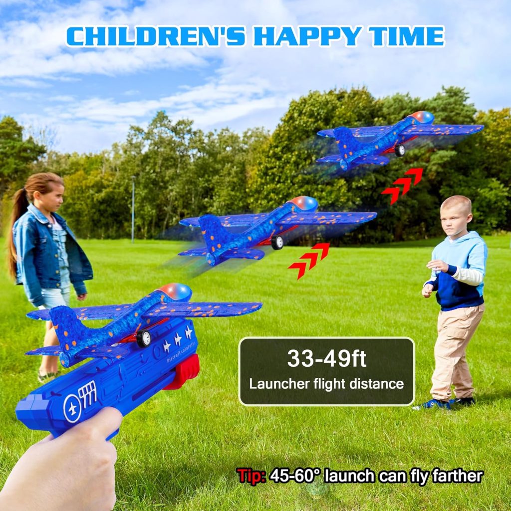 3 Pack Airplane Launcher Toys, 2 Flight Modes LED Foam Glider Catapult Plane, Outdoor Flying Toy for Kids, Birthday Gifts for Boy Girl 6+ Year Old, B-Day Party Supplies 3 Pack Airplane Launcher Toys, 2 Flight Modes LED Foam Glider Catapult Plane, Outdoor Flying Toy for Kids, Birthday Gifts for Boy Girl 6+ Year Old, B-Day Party Supplies