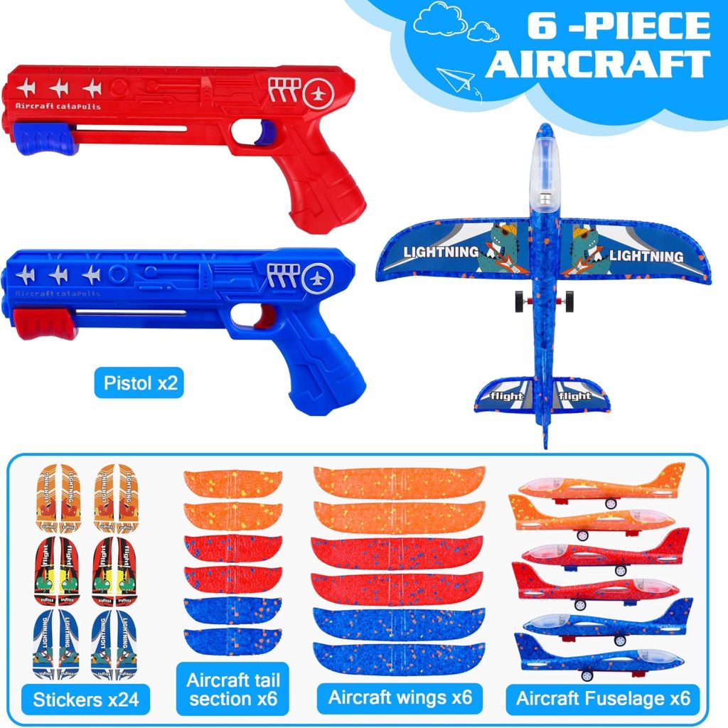 3 Pack Airplane Launcher Toys, 2 Flight Modes LED Foam Glider Catapult Plane, Outdoor Flying Toy for Kids, Birthday Gifts for Boy Girl 6+ Year Old, B-Day Party Supplies 3 Pack Airplane Launcher Toys, 2 Flight Modes LED Foam Glider Catapult Plane, Outdoor Flying Toy for Kids, Birthday Gifts for Boy Girl 6+ Year Old, B-Day Party Supplies