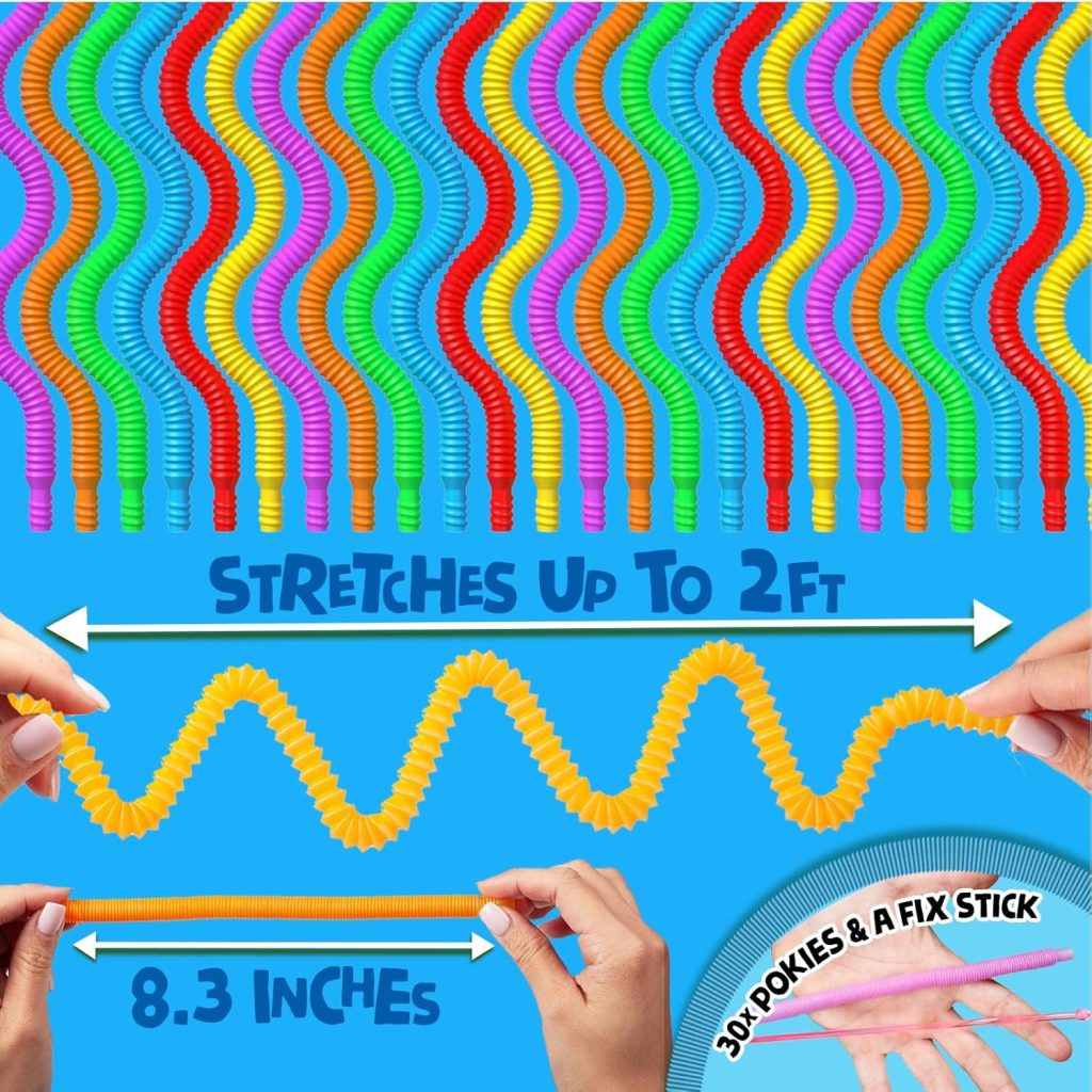 BUNMO Stocking Stuffers for Kids - Pop Tubes - Sensory Toys - Stocking Stuffers - Toddler Toys - Imaginative Play  Stimulating Creative Learning - Stocking Stuffers for Toddlers - 4 Pack Large