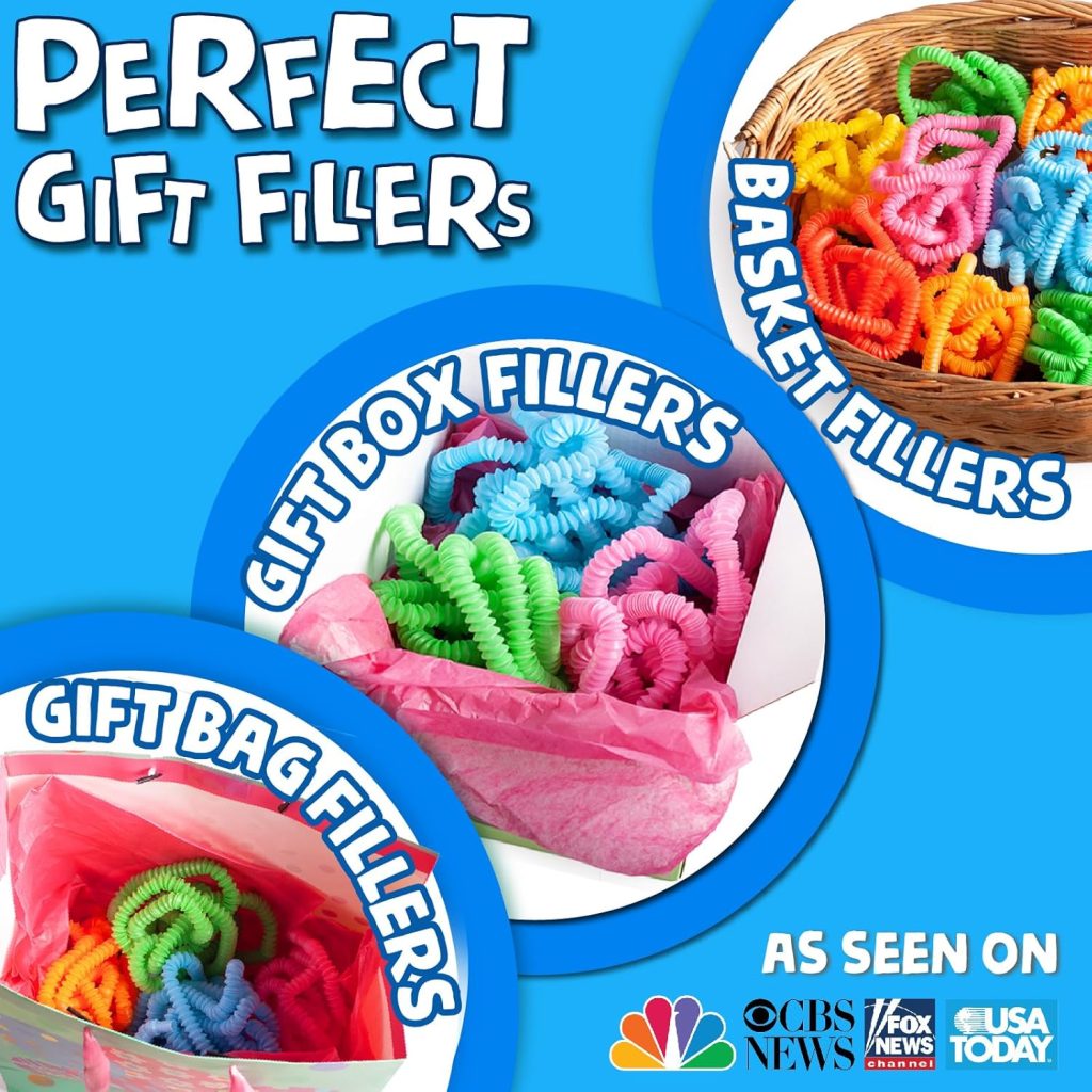 BUNMO Stocking Stuffers for Kids - Pop Tubes - Sensory Toys - Stocking Stuffers - Toddler Toys - Imaginative Play  Stimulating Creative Learning - Stocking Stuffers for Toddlers - 4 Pack Large