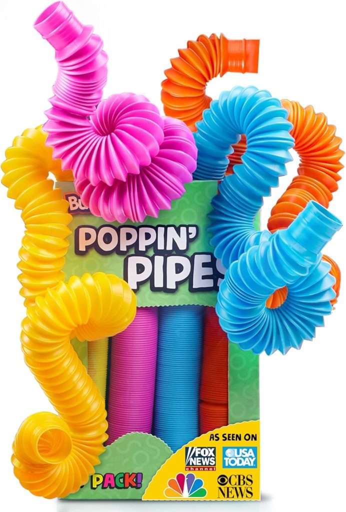 BUNMO Stocking Stuffers for Kids - Pop Tubes - Sensory Toys - Stocking Stuffers - Toddler Toys - Imaginative Play  Stimulating Creative Learning - Stocking Stuffers for Toddlers - 4 Pack Large