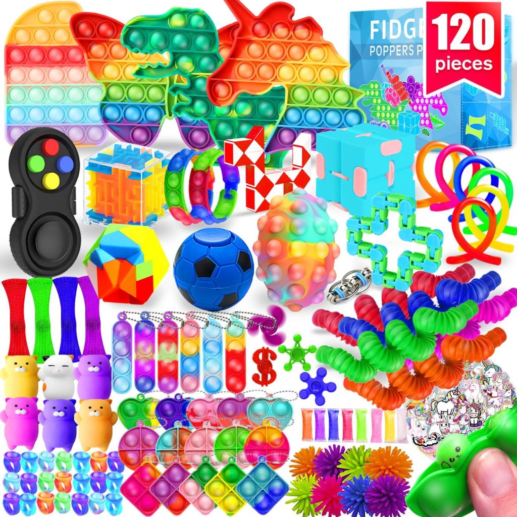 Fidget Toys, 120 Pack Fidgets Set Stocking Stuffers for Kids Party Favors Autism Sensory Toy Bulk Adults Kids Boys Girls Teens Stress Autistic ADHD Anxiety Carnival Treasure Classroom Prizes Fidget Toys, 120 Pack Fidgets Set Stocking Stuffers for Kids Party Favors Autism Sensory Toy Bulk Adults Kids Boys Girls Teens Stress Autistic ADHD Anxiety Carnival Treasure Classroom Prizes