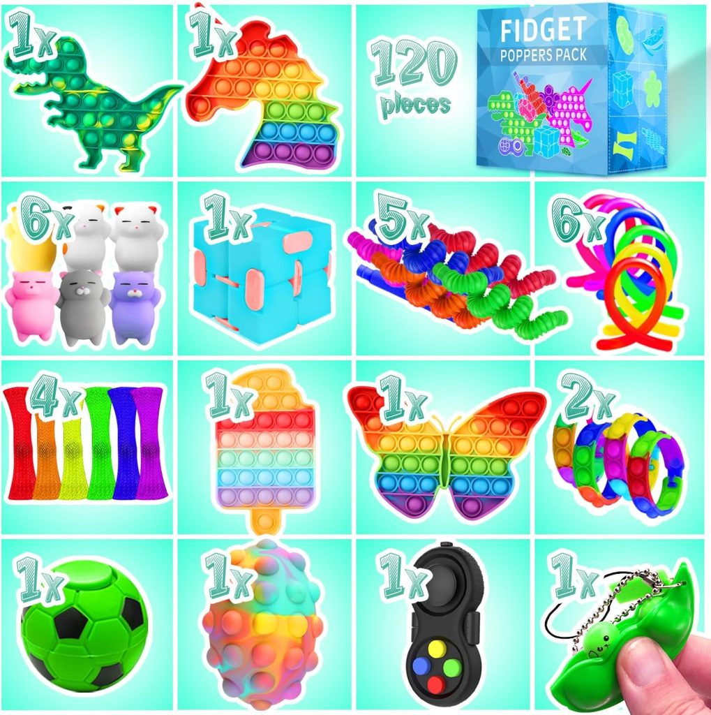 Fidget Toys, 120 Pack Fidgets Set Stocking Stuffers for Kids Party Favors Autism Sensory Toy Bulk Adults Kids Boys Girls Teens Stress Autistic ADHD Anxiety Carnival Treasure Classroom Prizes Fidget Toys, 120 Pack Fidgets Set Stocking Stuffers for Kids Party Favors Autism Sensory Toy Bulk Adults Kids Boys Girls Teens Stress Autistic ADHD Anxiety Carnival Treasure Classroom Prizes