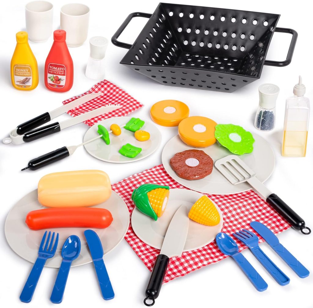 JOYIN 34 PCS Kitchen Toy Set, Toy BBQ Grill Set, Cooking Toy Set, Little Chef Play, Kids Grill Playset Interactive BBQ Toy Set for Kids, Christmas Birthday Gift for Boys Girls Kids JOYIN 34 PCS Kitchen Toy Set, Toy BBQ Grill Set, Cooking Toy Set, Little Chef Play, Kids Grill Playset Interactive BBQ Toy Set for Kids, Christmas Birthday Gift for Boys Girls Kids