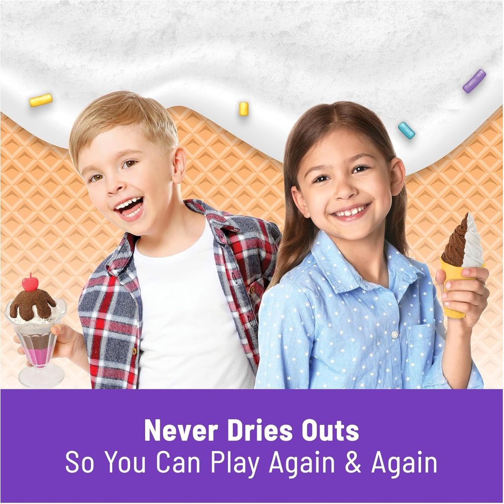 Kinetic Sand Scents, Ice Cream Treats Playset with 3 Colors of All-Natural Scented Play Sand and 6 Serving Tools, Sensory Toys for Kids Ages 3 and up Kinetic Sand Scents, Ice Cream Treats Playset with 3 Colors of All-Natural Scented Play Sand and 6 Serving Tools, Sensory Toys for Kids Ages 3 and up