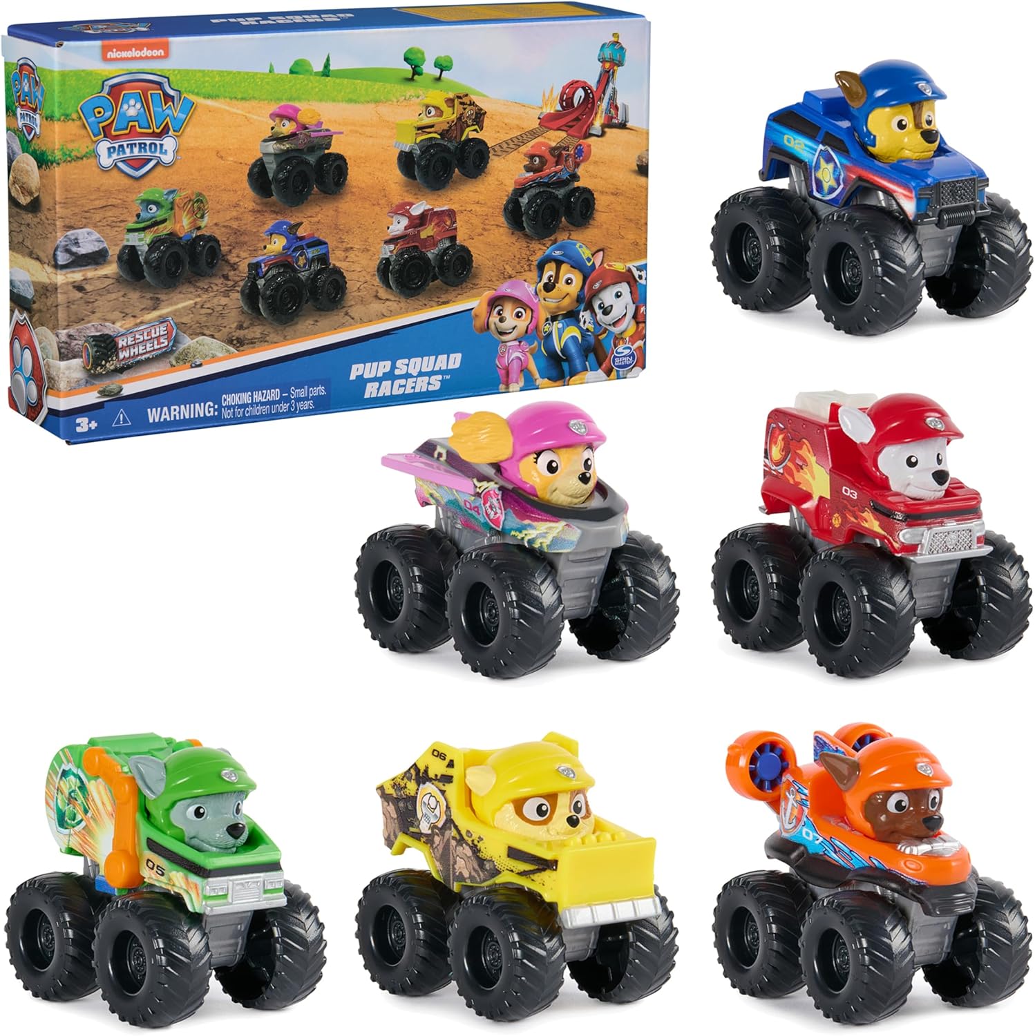 Paw Patrol: Rescue Wheels, 6-Piece Pup Squad Racers, Toy Cars Gift Set, Kids Toys for Boys  Girls Ages 3 and Up