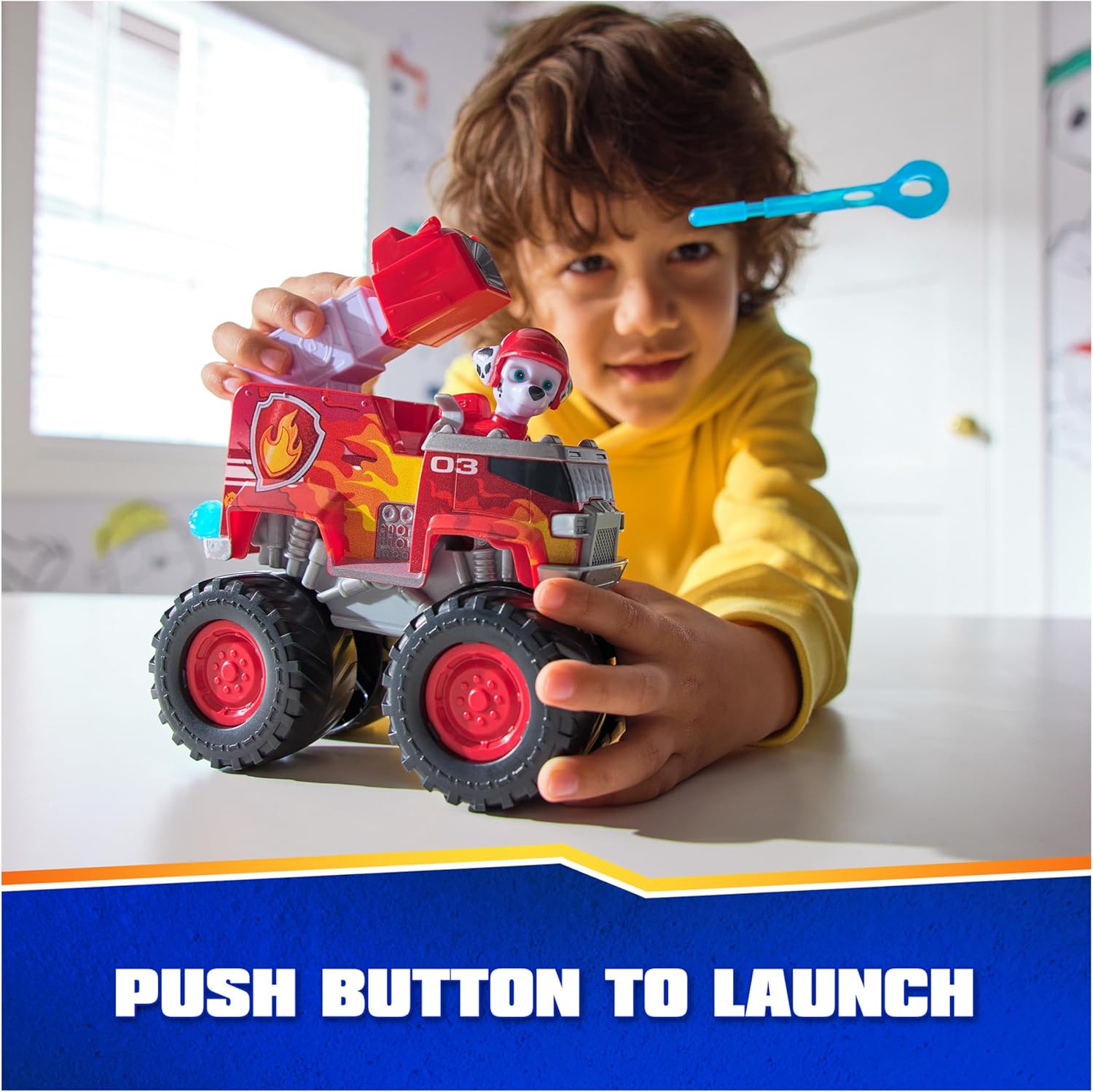 Paw Patrol: Rescue Wheels Marshall’s Firetruck, Toy Truck with Projectile Launcher and Collectible Action Figure, Kids Toys for Boys  Girls Ages 3+