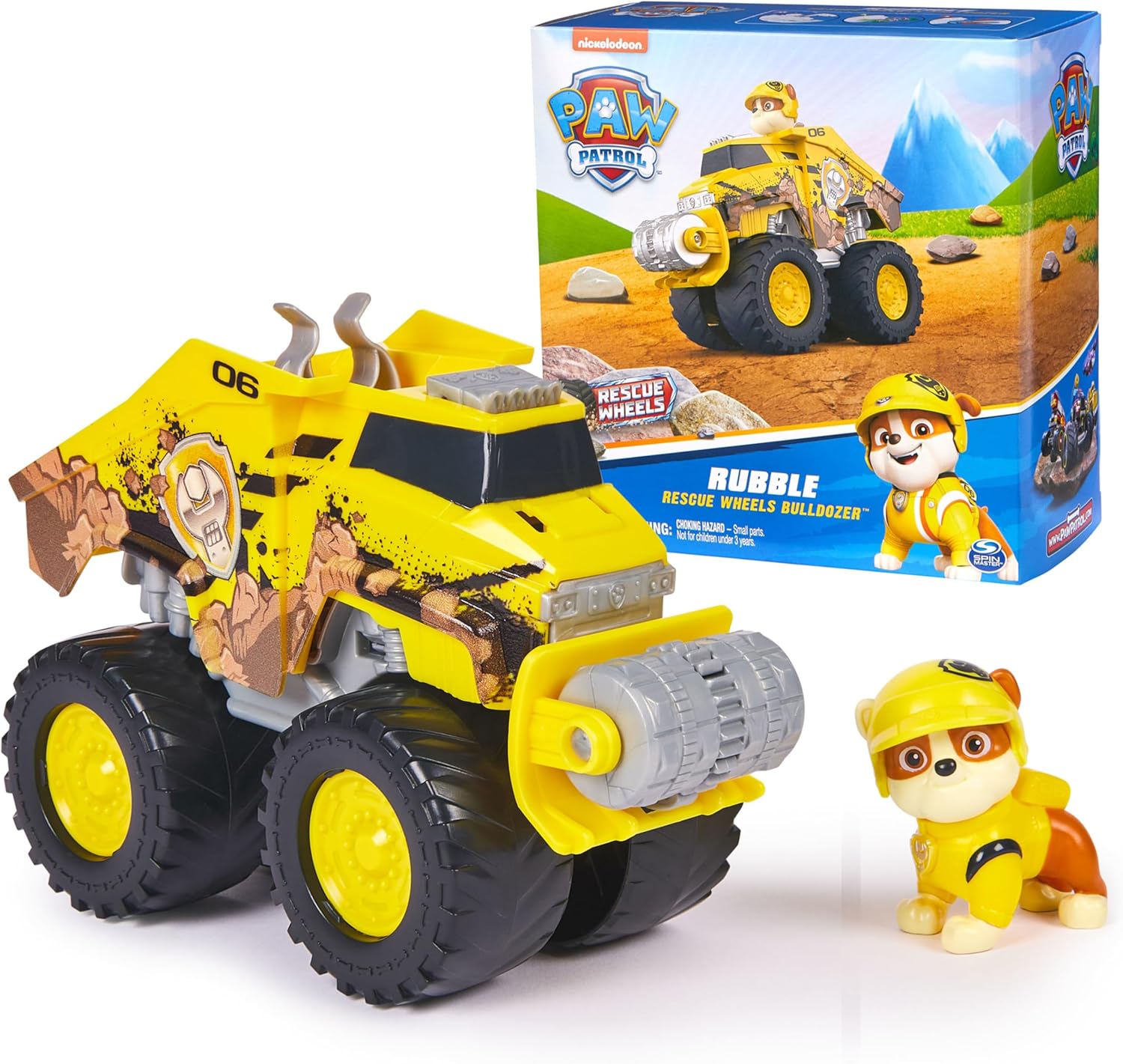 Paw Patrol: Rescue Wheels Rubble’s Bulldozer, Toy Truck with Vehicle Transformation and Collectible Action Figure, Kids Toys for Boys  Girls Ages 3+