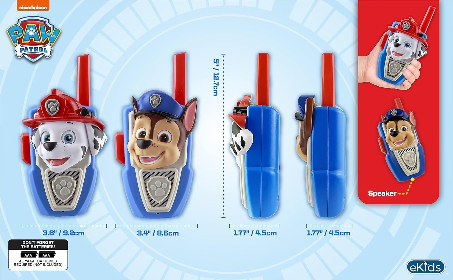 PAW Patrol Walkie Talkies - Set of 2 Kids Walkie Talkies Chase and Marshall – Excellent Walkie Talkies for Toddlers PAW Patrol Walkie Talkies - Set of 2 Kids Walkie Talkies Chase and Marshall – Excellent Walkie Talkies for Toddlers